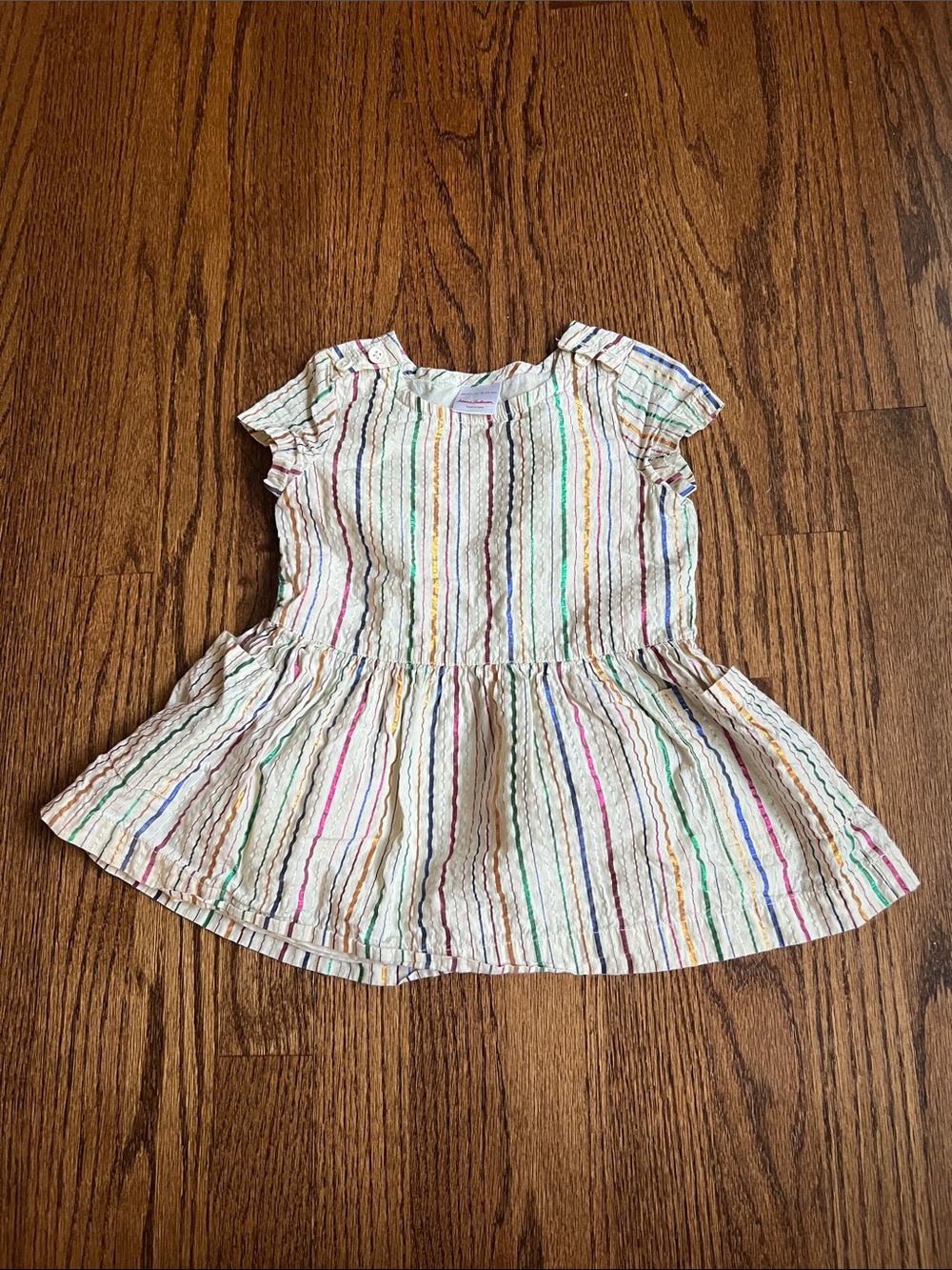 Hanna Andersson White Dress with Multicolor Stripes